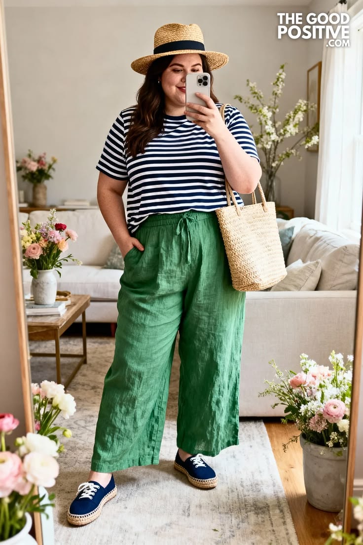 outfit vert grande taille femme ronde printemps curvy