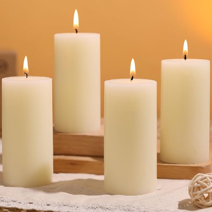 Bougies piliers décoratives lot cocooning