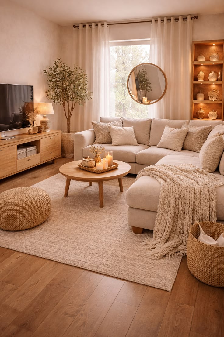 salon cocooning lumineux idée déco chaleureuse