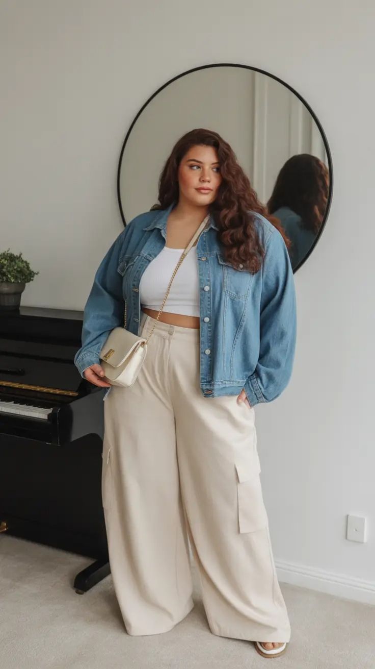outfit denim créatif grande taille femme curvy 2026