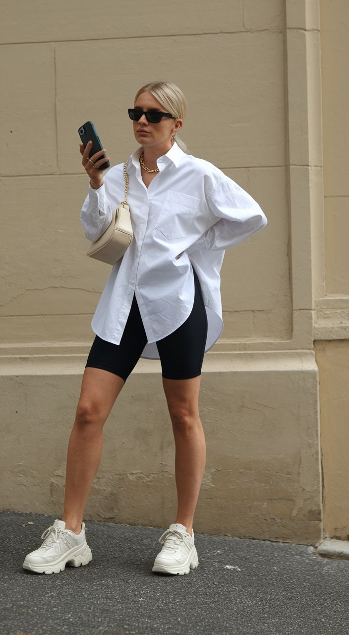 Chemise oversize et legging noir