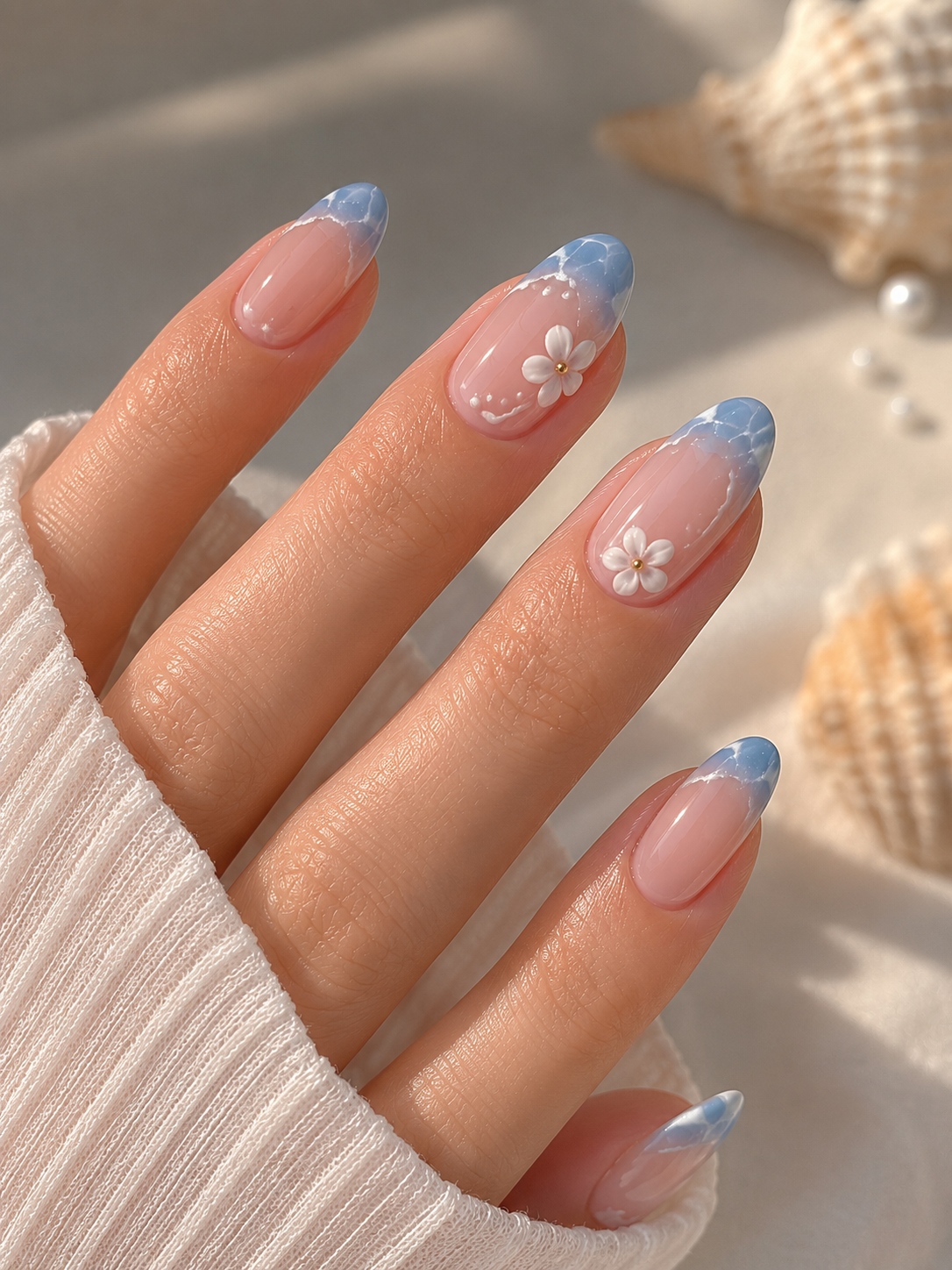 French manucure avec dégradé coloré subtil