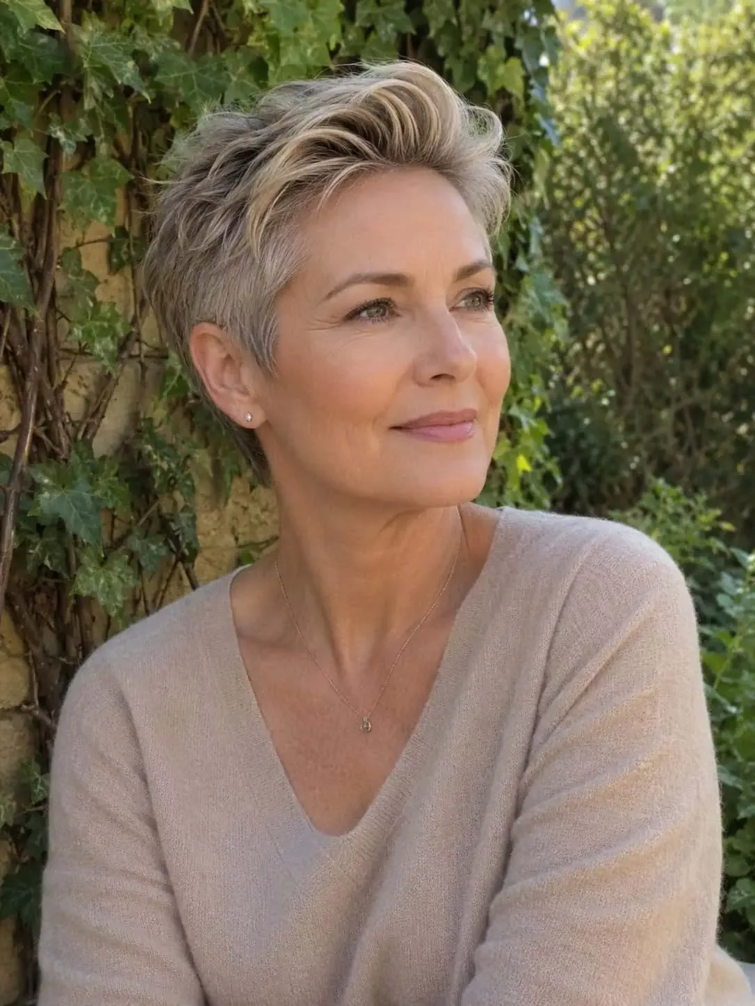 Cheveux gris courts avec effet mousseux
