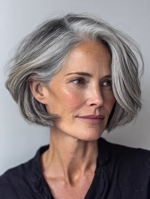 Cheveux gris modernes avec éclat naturel